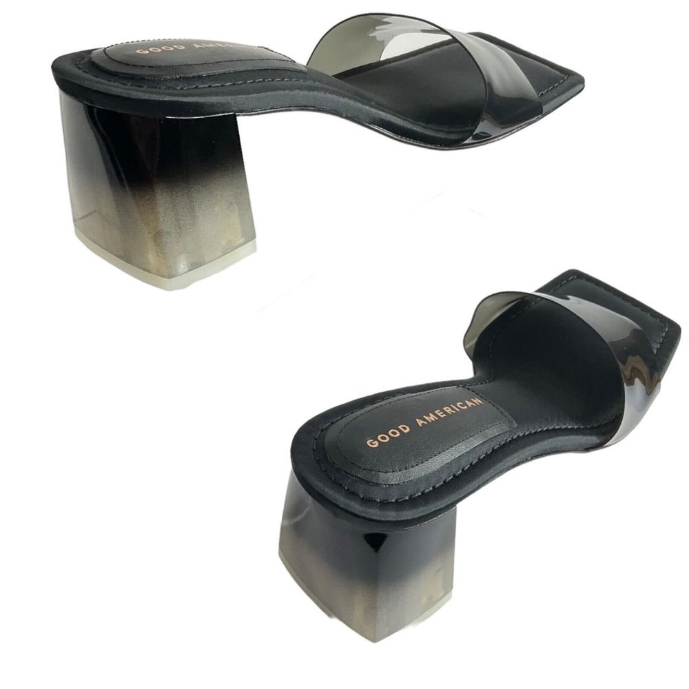 Good American Shoes Womens Size 8 Black Block Heel Slide Sandal $129 Nib - Picture 8 of 12